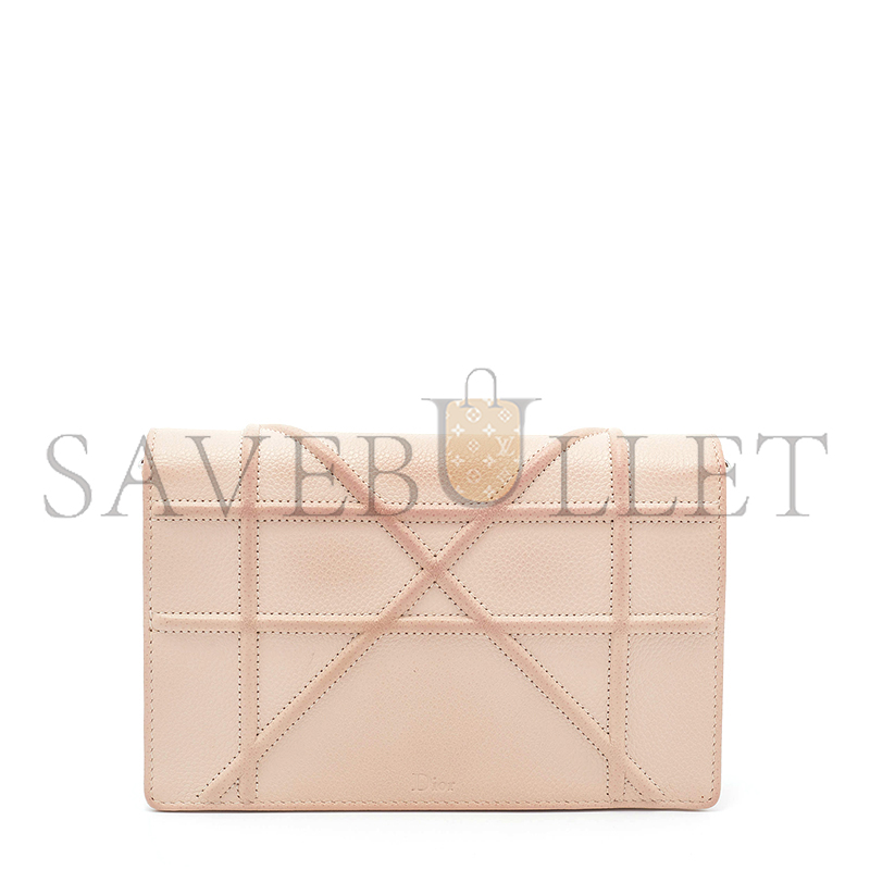 DIOR GRAINED CALFSKIN DIORAMA WALLET ON CHAIN POUCH NUDE  (18*13*1.9cm) 